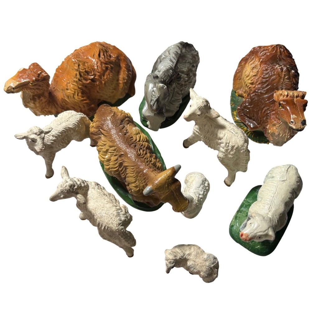 Nativity Animals Set Multicolor Vintage Made in Italy Chalkware 9 Piece Lot